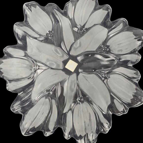 Mikasa Tulip Satin Frosted Flower Glass Crystal Dish Platter Heavy Centerpiece‎ - Picture 2 of 13